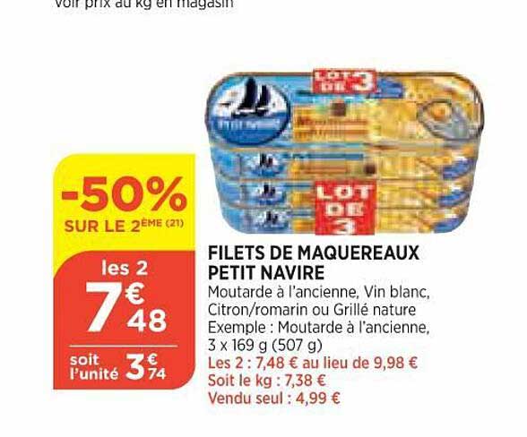 Filets De Maquereaux Petit Navire -50% Sur Le 2ème