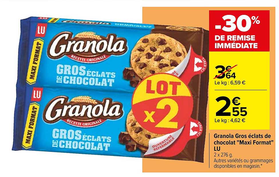granola gros éclats de chocolat "maxi format" lu