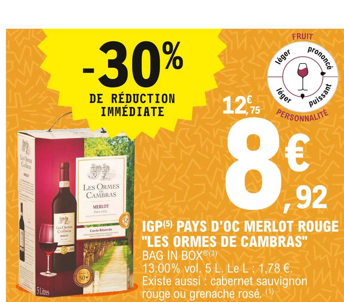 igp pays d'oc merlot rouge "les ormes de cambras"