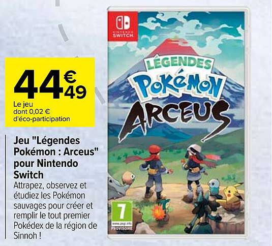 jeu "légendes pokémon : arceus" pour nintendo switch