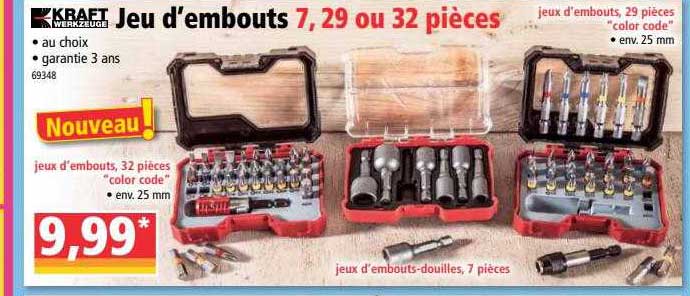 jeu d'embouts 7, 29 ou 32 pièces kraft werkzeuge