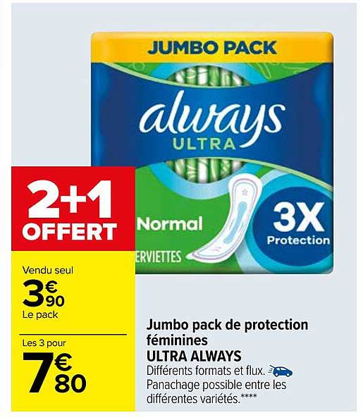 jumbo pack de protection féminines ultra always