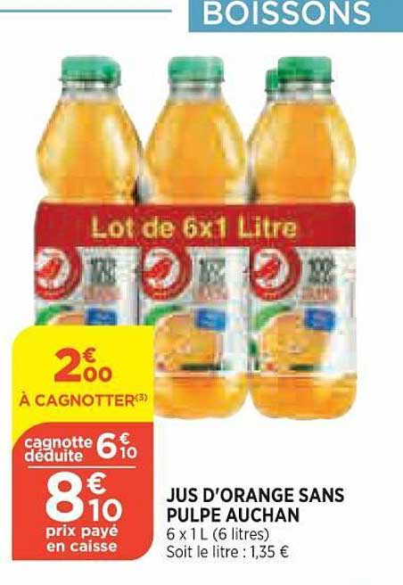 Jus D'orange Sans Pulpe Auchan