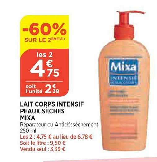 lait corps intensif peaux sèches mixa