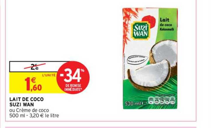 lait de coco suzi wan -34% de remise immédiate