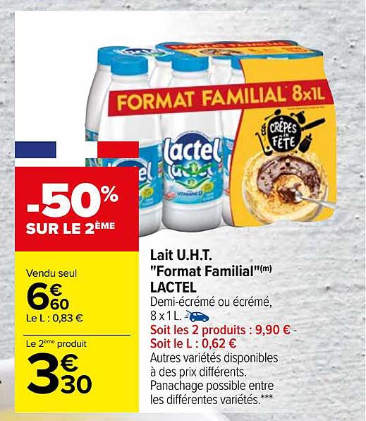 lait u.h.t. "format familial" lactel