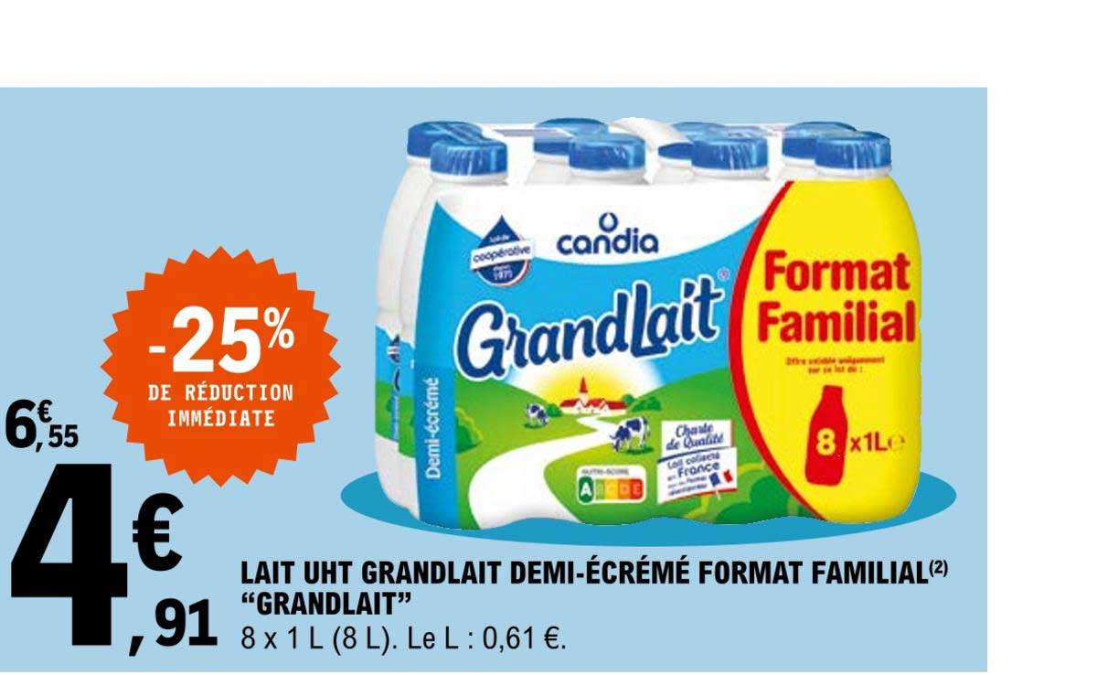 lait uht grandlait demi-écrémé format familial "grandlait"