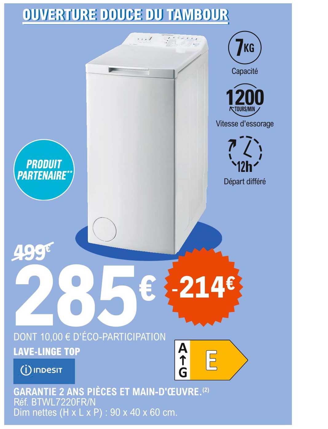 lave-linge top indesit