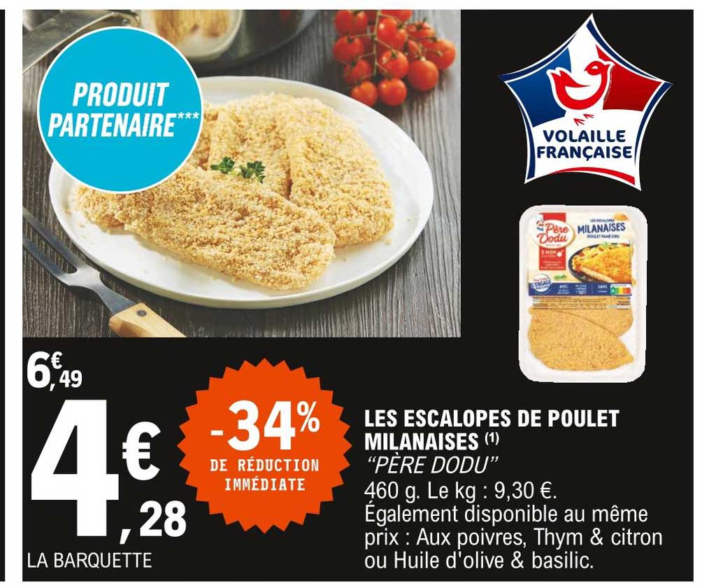 les escalopes de poulet milanaises "père dodu"