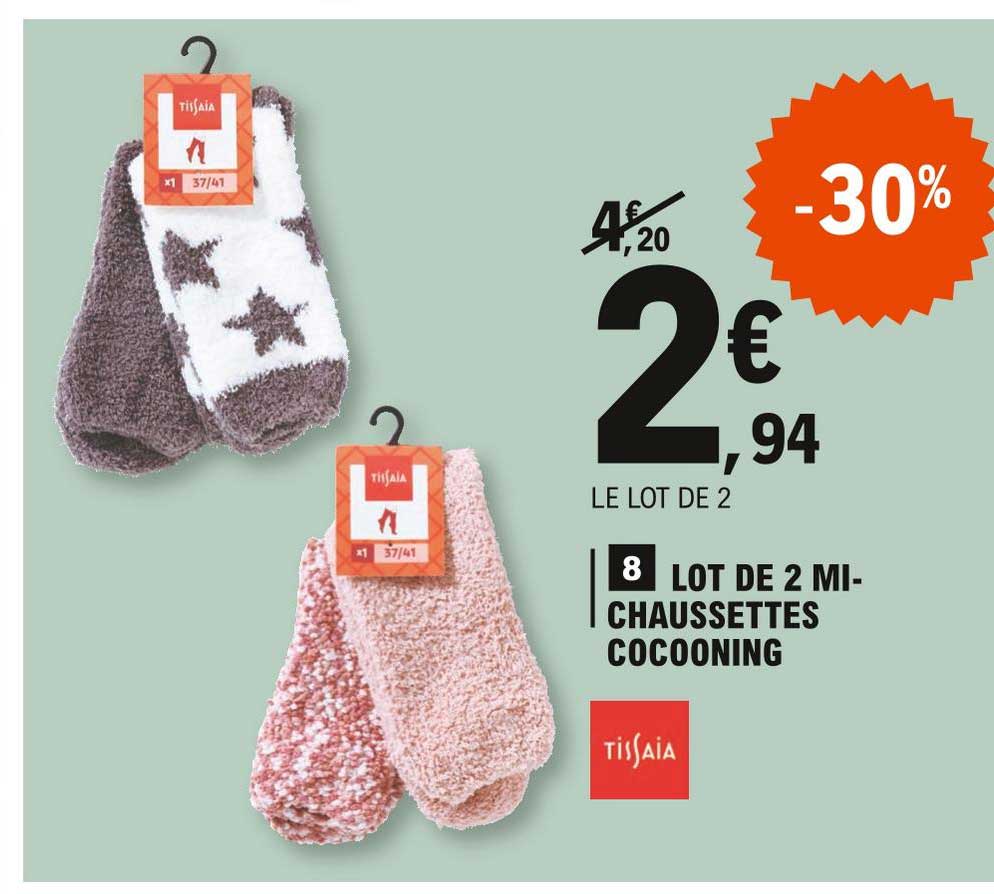 lot de 2 mi-chaussettes cocooning tissaia