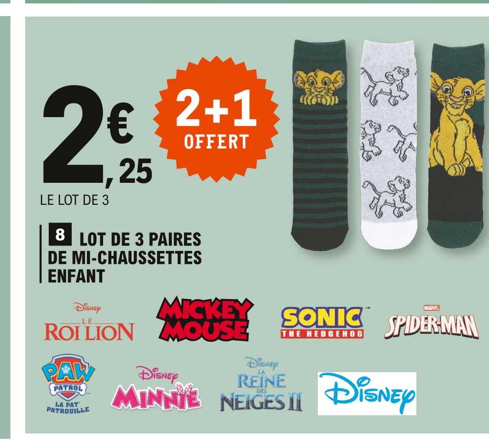 lot de 3 paires de mi-chaussettes enfant