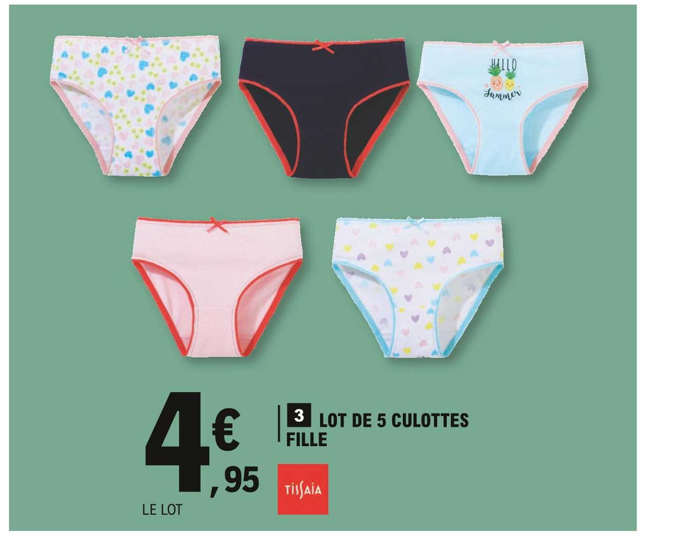 Lot De 5 Culottes Fille Tissaia