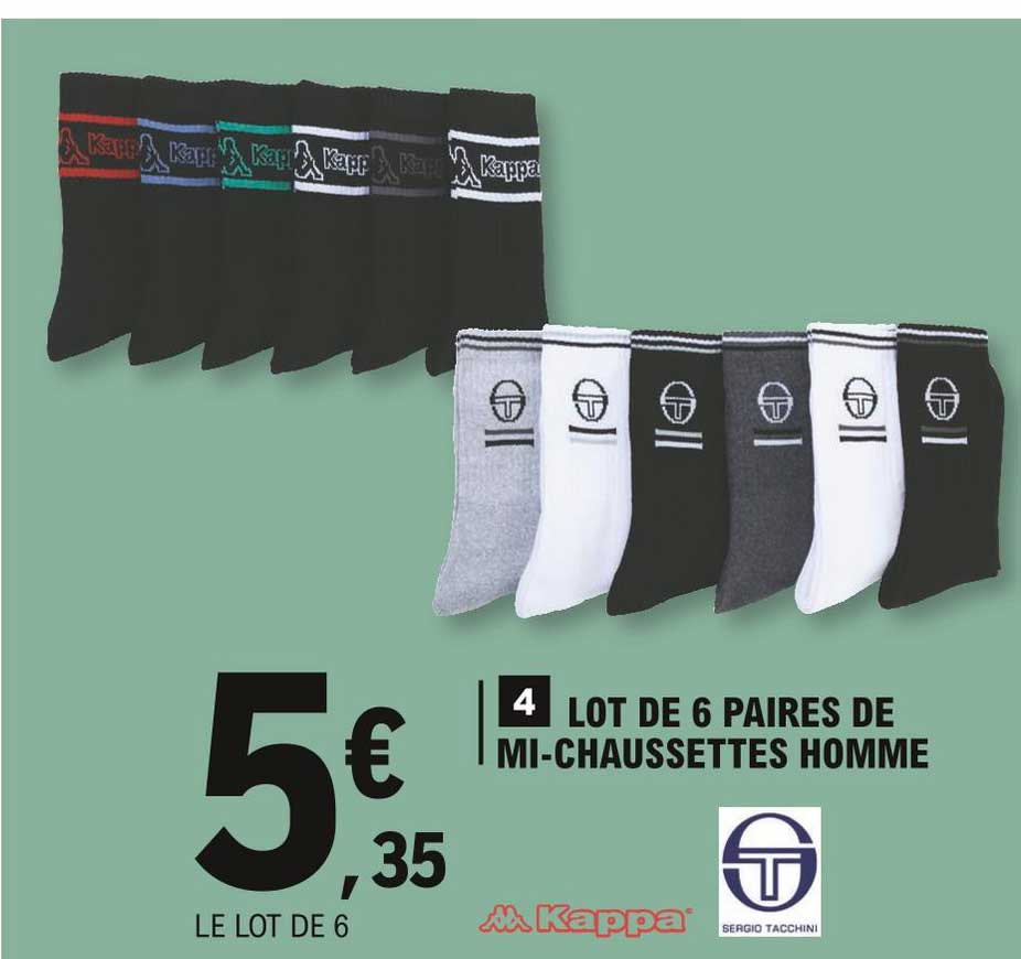 lot de 6 paires de mi-chaussettes homme