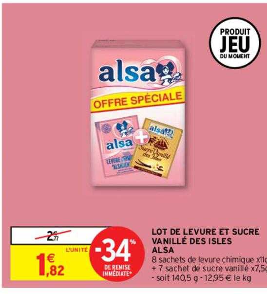 lot de levure et sucre vanillé des isles alsa -34% de remise immédiate