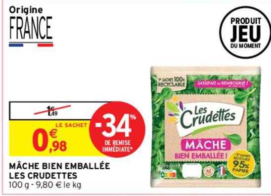 mâche bien emballée les crudettes -34% de remise immédiate