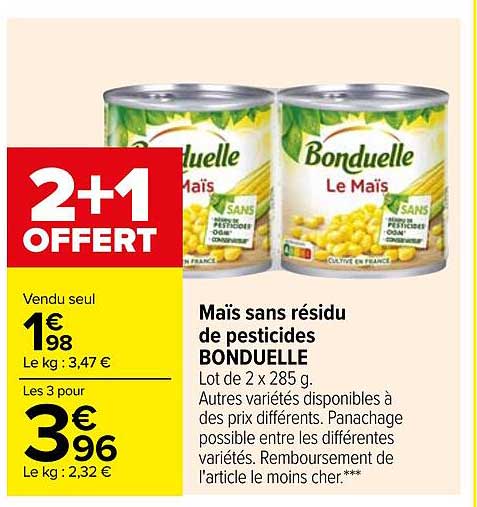 maïs sans résidu de pesticides bonduelle