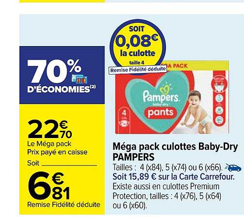 Méga Pack Culottes Baby-dry Pampers