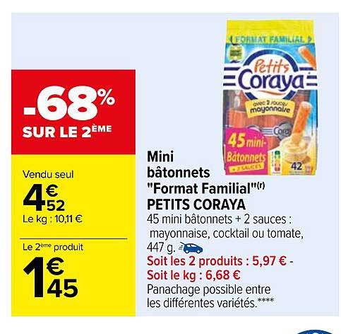 mini bâtonnets "format familial" petits coraya