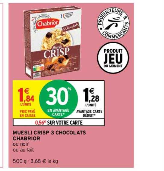 Muesli Crisp 3 Chocolats Chabrior