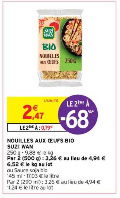 nouilles aux œufs bio suzi wan le 2ème à -68%