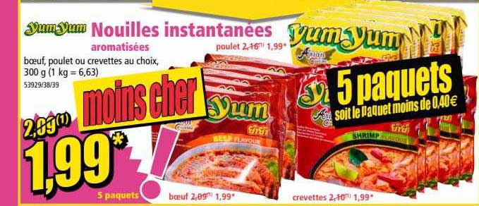 nouilles instantanées aromatisées yum yum