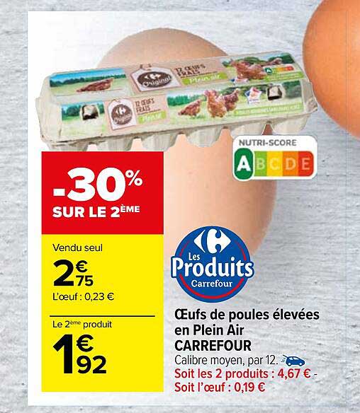 oeufs de poules élevées en plein air carrefour