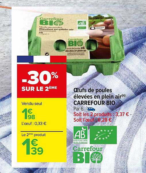 oeufs de poules élevées en plein air carrefour bio