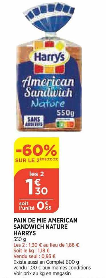 pain de mie american sandwich nature harry's