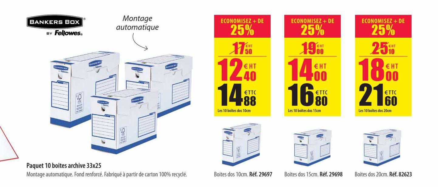 paquet 10 boîtes archive 33 x 25 bankers box by fellowes