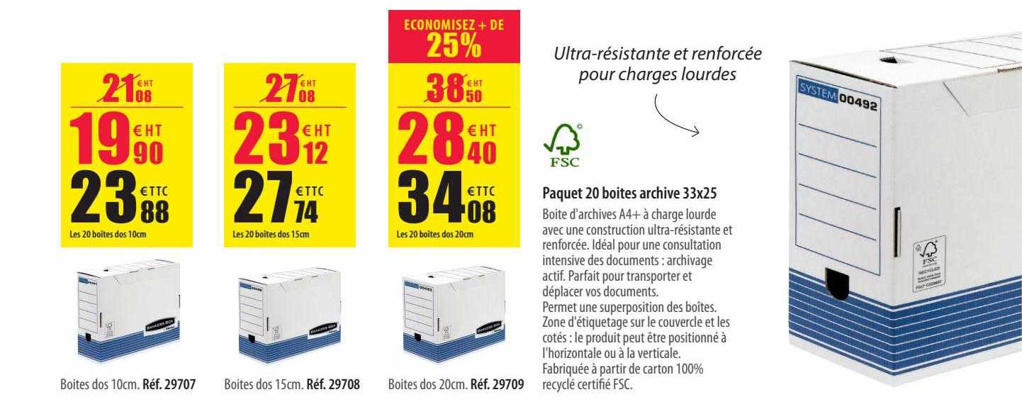 paquet 20 boîtes archive 33 x 25