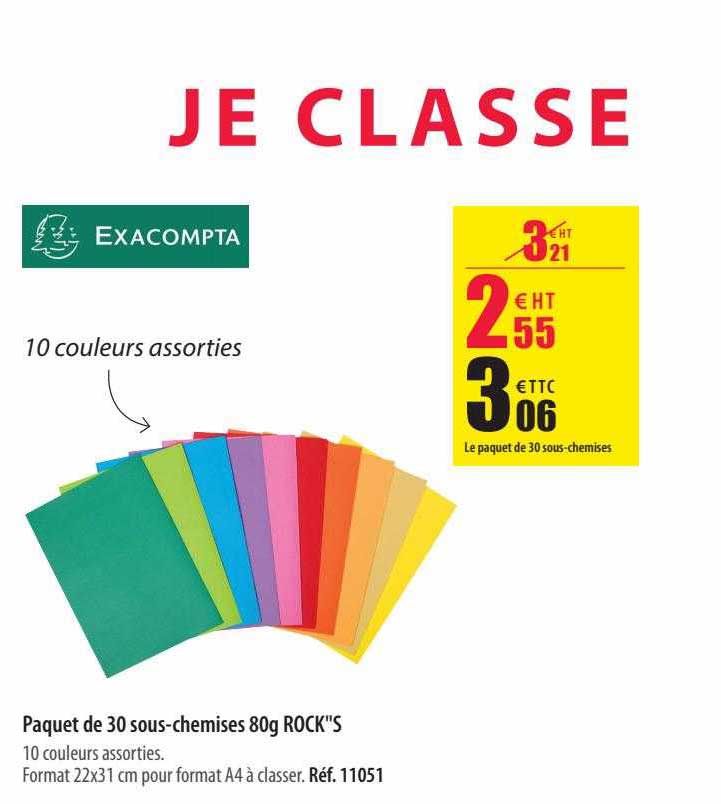 paquet de 30 sous-chemises 80g rock's