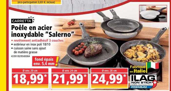 poêle en acier inoxydable salerno