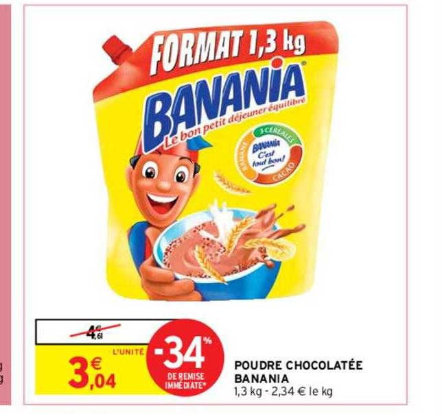 poudre chocolatée banania -34% de remise immédiate