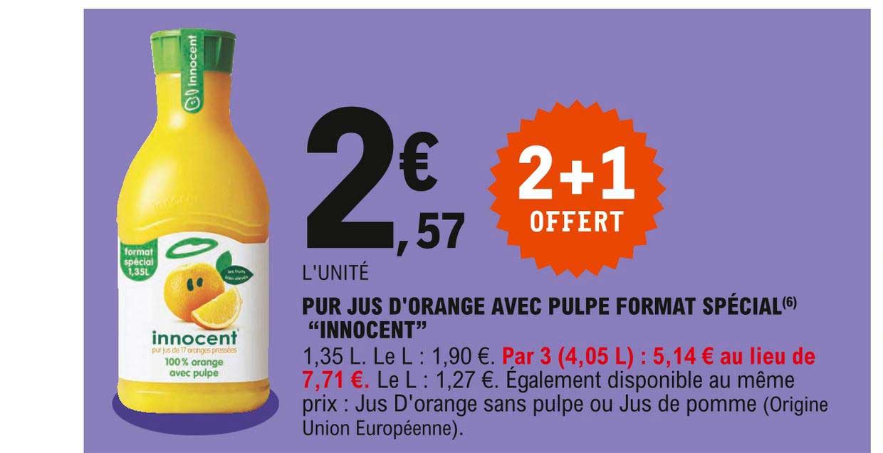 pur jus d'orange avec pulpe format spécial "innocent"