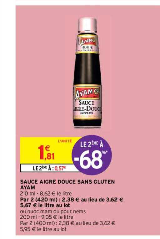 sauce aigre douce sans gluten ayam le 2ème à -68%