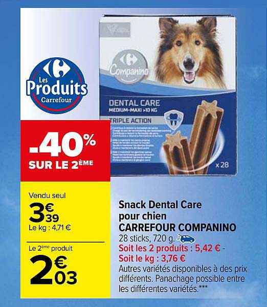 snack dental care pour chien carrefour companino