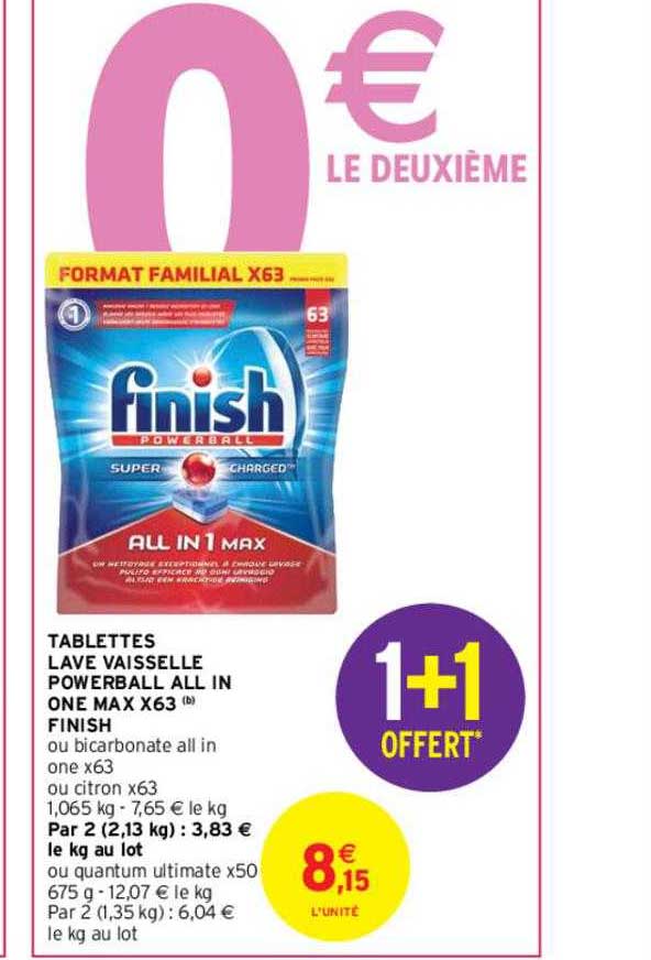 tablettes lave vaisselle powerball all in one max x63 finish 1+1 offert