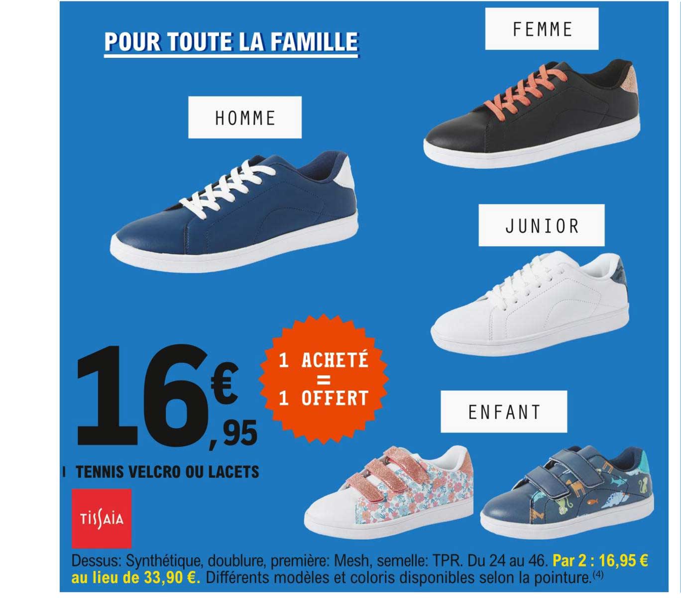 tennis velcro ou lacets tissaia