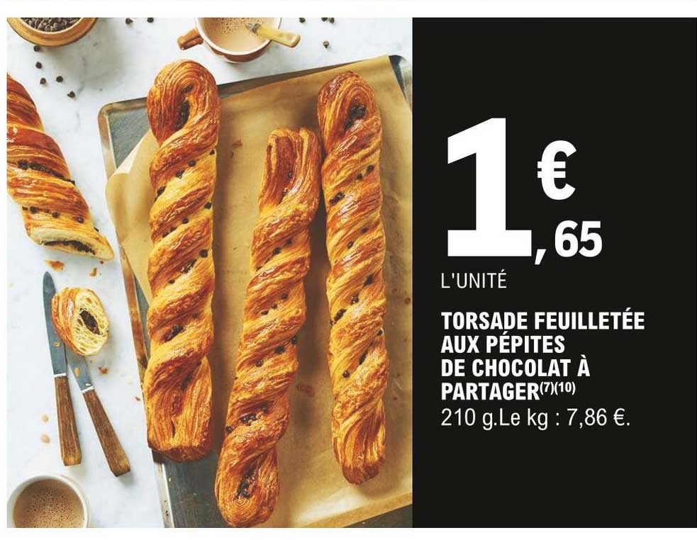 torsade feuilletée aux pépites de chocolat à partager