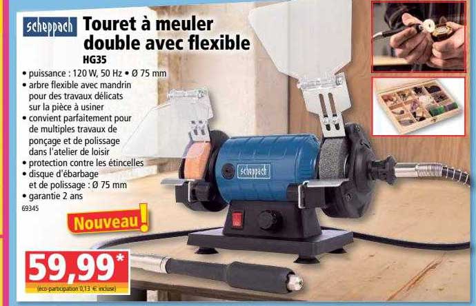 touret à meuler double avec flexible hg35 scheppach