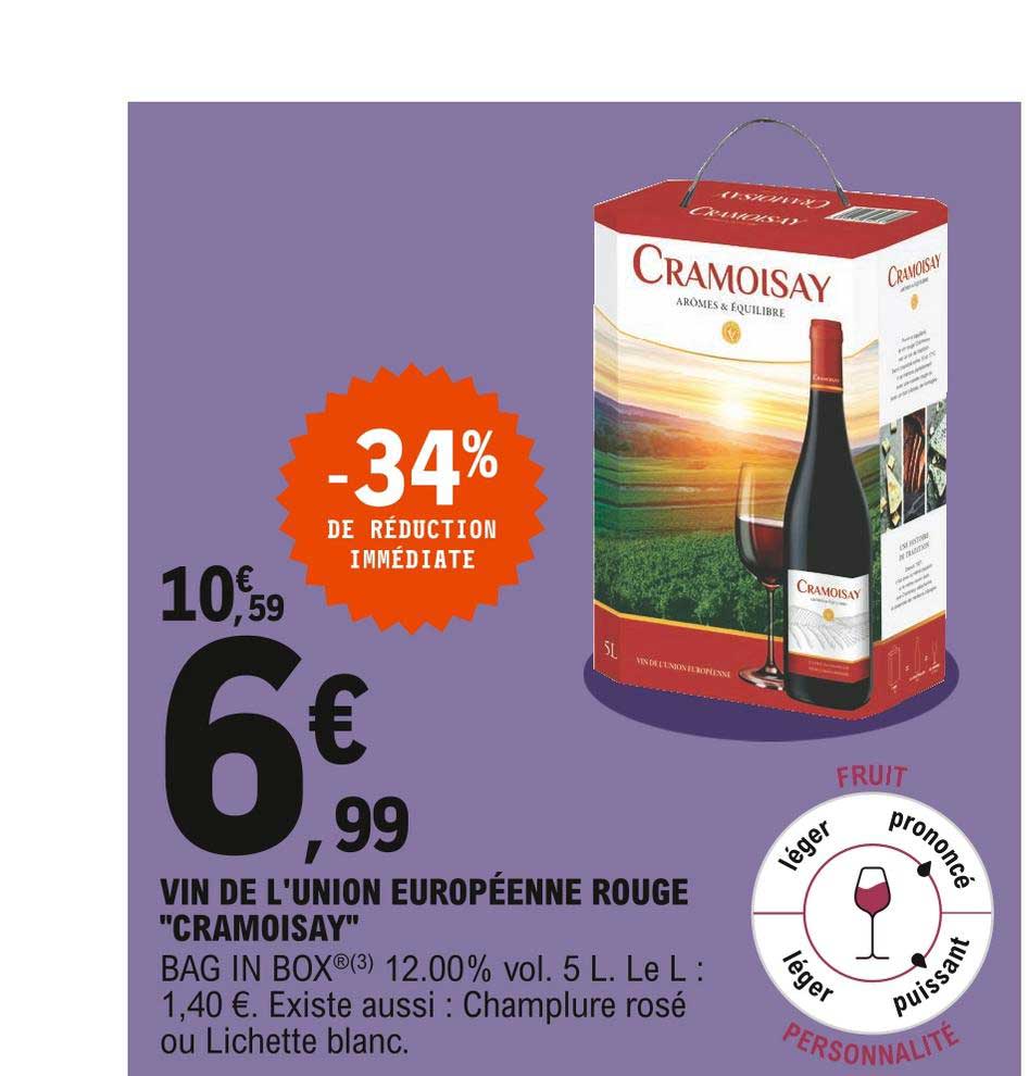 vin de l'union européenne rouge "cramoisay"