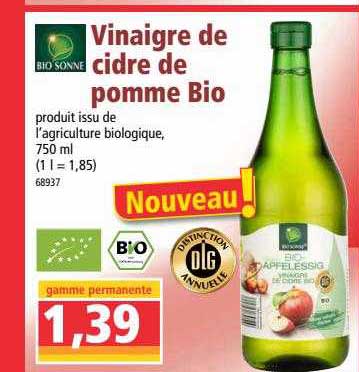 vinaigre de cidre de pomme bio bio sonne