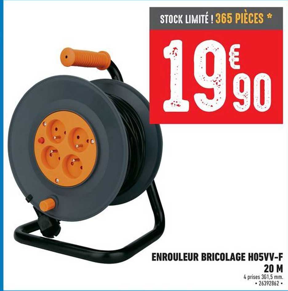 enrouleur bricolage h05vv-f 20 m