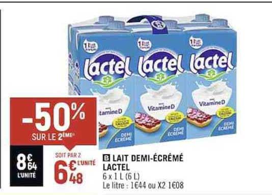 Lait Demi-écrémé Lactel