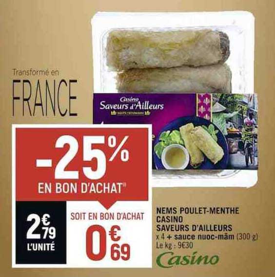 nems poulet-menthe casino saveurs d'ailleurs