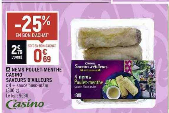 nems poulet-menthe casino saveurs d'ailleurs