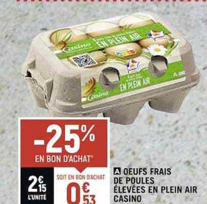 œufs frais de poules élevées en plein air casino