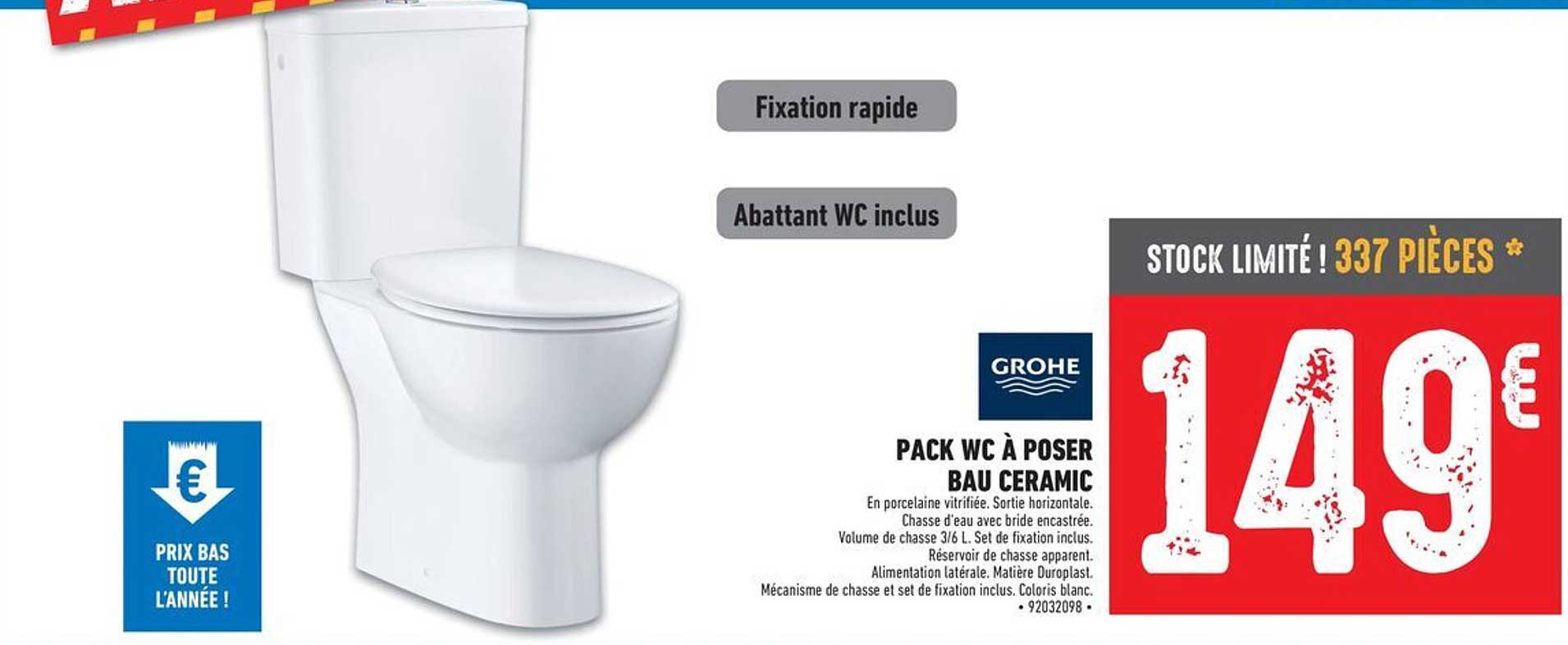 pack wc à poser bau ceramic grohe
