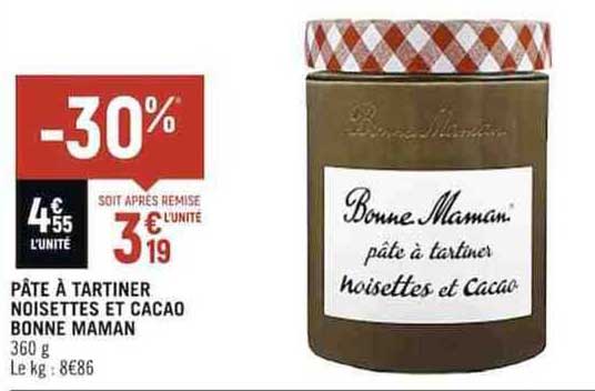 pâte à tartiner noisettes et cacao bonne maman