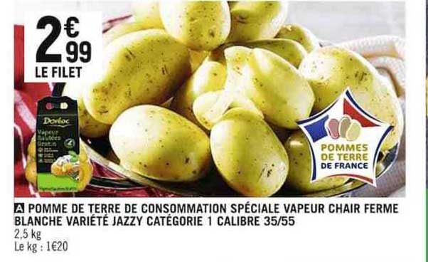 Pomme De Terre De Consommation Spéciale Vapeur Chair Ferme Blanche Variété Jazzy